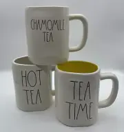 RAE DUNN MUGS LOT OF 3 “Tea Time”, “Hot Tea” and “Chamomile Tea”