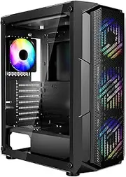 VEVOR PC Gaming Case, Mid-Tower, Computer Case with High-Airflow Tempered Glass Panel, Dust Filter, 4 x 120 mm ARGB Fans, Easy Cable Management, for GPU up to 320 mm in Length, for ATX/M-ATX/ITX