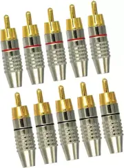 RCA Plugs Solderless Coax Audio Video Jack Adapter Wire Cable Connector Black+Re