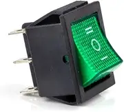 KLVN KCD4 Rocker Switch Power Switch 2 Position/ 3 Position 6 Pins Electrical Equipment with Light Switch 16A 250VAC/ 20A 125VAC 1PCS(Green-3D)