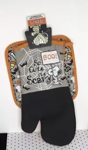 PEANUTS HALLOWEEN OVERSIZED POTHOLDER & OVEN MITT SNOOPY BOO Set Of 2 NWT