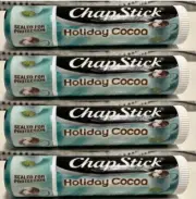 4 Pack ChapStick Holiday Cocoa .15 oz Lip Balm Fresh Sealed Free Shipping