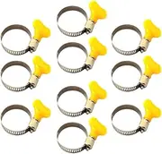 TENOL 10pc Hose Clip Set Butterfly Type Clamp, Silver + Yellow, 22-32mm