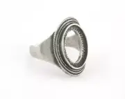 Ring Adjustable Ring Bezel - Antique Silver Plated brass 18mm 8US size 2826