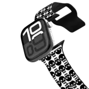 Apple Watch Series 10 (46mm) Impact Band SKULL IN THE CROWD, BLACK WATCH BAND - HALLOWEEN SKULLS SPOOKY SKELETON BLACK WHITE BACKGROUND CREEPY PATTERN By Ebi Emporium