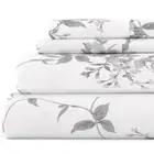 Becky Cameron Sheet Set 82-Thread Count King-Size Flannel Floral Gray 4-Piece