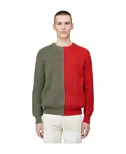 Contrast-color design pullover S Green