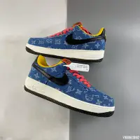 在飛比找Yahoo!奇摩拍賣優惠-NIKE Air Force 1'07  藍彩 黑勾 經典 