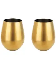 Viski Belmont Set of 2 Gold Stemless Wine Glasses
