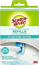 Scotch-Brite Disposable Toilet Scrubber Refills with Built-In Cleaner, Scrubs Under the Rim, Removes Rust & Hard Water Stains, 10 Refills
