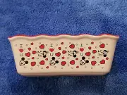 Disney Mickey Minnie I Heart You Valentine Ceramic Mini Loaf Baking Dish Pan NEW