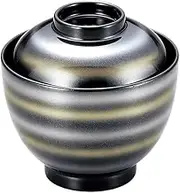 [TA] 3.1 inch Egg Bowl, Black Gold and Silver Line | Small Suction Bowl [3.6 inch (9.2 φ x 9 cm) (210cc)]