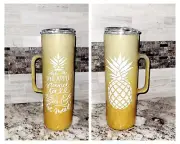 30 Oz Glitter Tumbler with handle, Hawaiian Tumbler, Epoxy Beach Tumbler,...