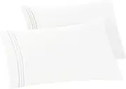 Elegant Comfort Solid Pillowcases 1500 Premium Hotel Quality Microfiber - Smooth Weave, Wrinkle and Stain Resistant, Easy Slip-On, 2-Piece Set, Standard/Queen Pillowcase, White