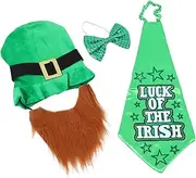 1 Set St. Patrick's Day Bow Tie Costumes Hats Tan Ties for Men Irish Hunter Green Tie Festival Headwear Decors Party Decor Hat Prop Patrick's Day Chic Hat Party Headdress Cloth WOFASHPURET