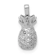 Solid 14k White Gold Simulated CZ Pineapple Pendant
