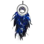 Dreamlike Deep Blue Tree of Life Dream Catcher Wall Decor with Healing Crystal