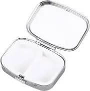 Ipetboom 2pcs Box 2 Portable Metal Pill Organizer with Compartments Travel Friendly Container for and Medications Stylish and Compact Design Silver