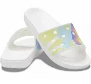 Crocs Men’s 12 Classic Graphic Slide Sandals Tie Dye White NWT