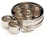 Shradha Trading Stainless Steel Masala Dabba - Spice Container for Kitchen and Chefs - Indian Spice Box