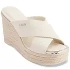 DKNY Maryn X Band Wedge Bone Espadrille Platform Sandals Size 10 New In Box