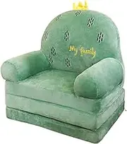 Kids Sofa, Foldable Children's Sofa 2-in-1 Flip Out Cuddly Sherpa Toddler Couch for Girls Boys Green