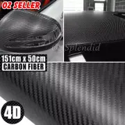 50cm x1.52M 4D Gloss Black Carbon Fibre Fiber Vinyl Car Wrap Air Release Film