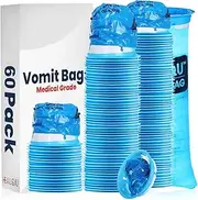 Healqu Hospital Vomit Bags - 60 Pack 1000ml Car Throw Up Bag - for Airsick Travel & Motion Sickness - Leak Resistant Medical Grade Puke Bag - Disposable Barf Bags Throw Up, Nausea