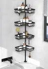 Corner Shower Caddy Tension Pole - Shower Tension Rod Organizer, Floor to Ceilin