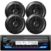 JVC KD-X38MBS 1 DIN Bluetooth USB LED Stereo Receiver, 4x 6.5" Speakers