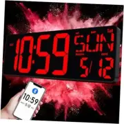 17.2'' Bluetooth Large LED Digital Wall Clock, Large Bluetooth&remote-red