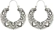 Lightweight Earrings Ethnic Jewelry Enamel Earrings Boho Vintage Drop Earrings Sensitive Earrings for Women (Silver, One Size)