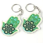 Hamsa Hand Life Force Amulet Feng Shui Keychains, Acrylic, Made in USA (2 Pack)