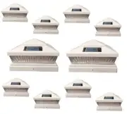Solar Post Cap Light 10 Pcs 4x4 Solar White Color Square 5 LED Bulbs Fence Light