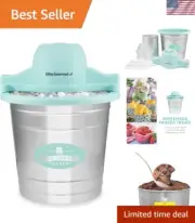 Stylish 4 Qt. Mint Ice Cream Maker - Automatic Gelato and Frozen Yogurt Machine
