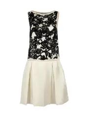 Ecru Embellished Drop Waist Dress