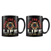 2x Stranger Things Hellfire Themed Coffee Mug Drinking Cup Set 300ml Black