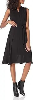 [Nanette Nanette Lepore] Women's Sleeveless Flutter Sleeve Pintuck Dress