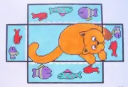 Aquarium Cat Brickcover Hand Painted Needlepoint Canvas
