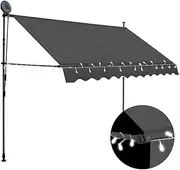 Manual Retractable Awning with LED 250 cm Anthracite,Window & Door Awnings 8.45KG-145865
