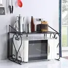 Microwave Shelf Storage Shelves Coffee Bar Stand for Desk Countertop Kitchen