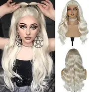 Mscathy Christmas Wigs Platinum Blonde Lace Front Human Hair #60 Body Wave 13x4 Human Hair Wigs HD Lace Breathable Pre Flacked