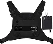 Tactical Sports Utility Chest Bag, Adjustable EDC Pouch Bag Front Chest Pack with Mini Coin Pouch for Outdoor Activities Motorcycle Cycling Workouts Running