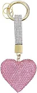 [Holibanna] Water Diamond Peach Heart Pendant Fashionable Bag Charm Keychain Heart Shaped Keyring Decorative