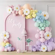 118pcs Daisy Baby Shower Balloon Garland - Blush Pink Tiffany Blue Pastel Yellow Lavender Macaron Balloon Arch Kit for Party Decorations