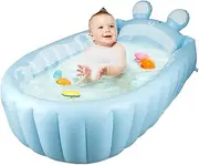 Inflatable Baby Bathtub, Space-Saving Toddler Bath Tub, Portable Air-Filled Design, Soft and Comfortable Structure, Ideal for Swimming Pool, Home, Daycare, Hospital Use, Blue