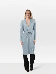 Pleats Please Blue Pleated Coat