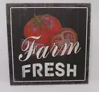 Farm Fresh w/ Tomatoes Distressed Wood Sign Country Prim Look 12 x 12 Farmhouse