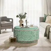 Green Leaves Round Pearl Coffee Table