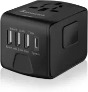 Universal Travel Adapter Plug, Worldwide Charger 3.0A USB-C,UK EU US AU